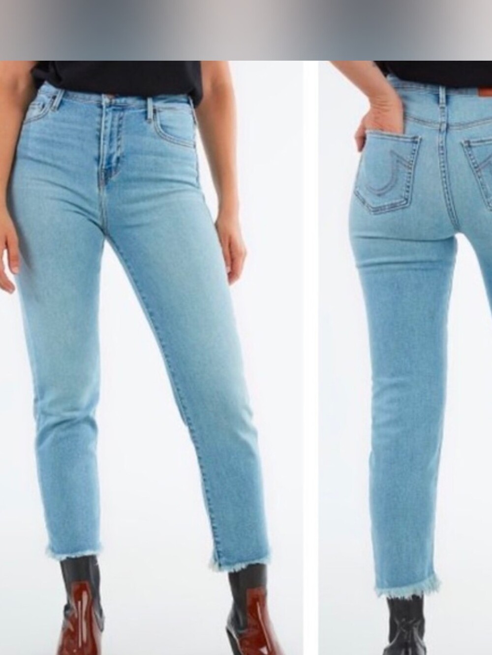 True Religion High Waist Starr Fray Hem Jeans Light Wash Size 27 Womens